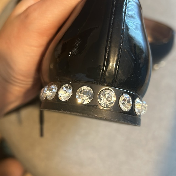 Miu Miu Black Patent Leather Crystal Embellished Lace Up Derby Size 7 - Picture 11 of 15